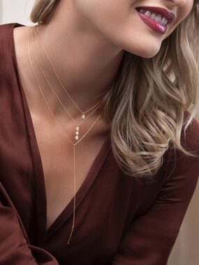 14K Yellow Gold Bony Levy Thin Y Necklace